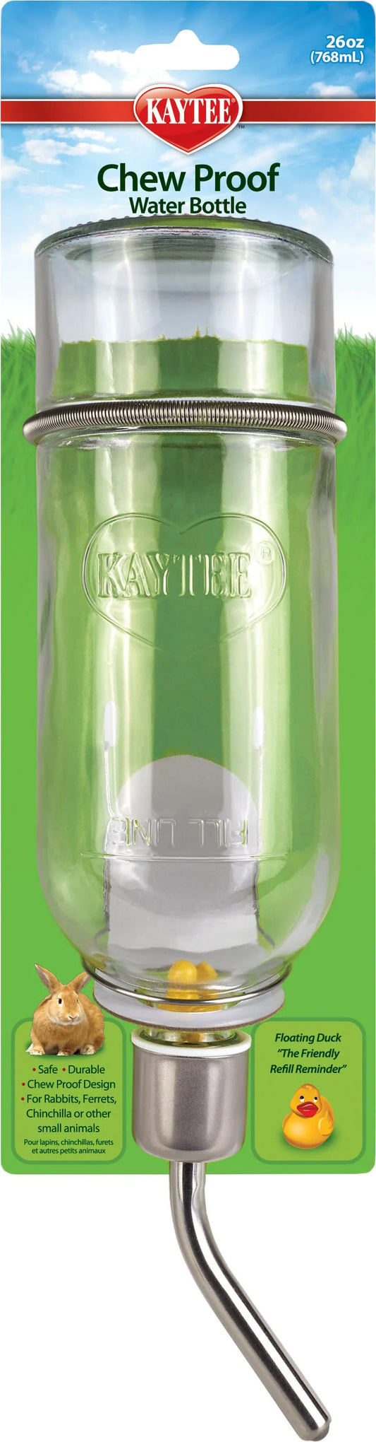 Kaytee Chew Proof Glass Water Bottle
