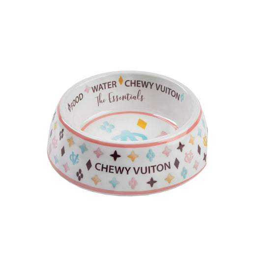 White Chewy Vuiton Bowl