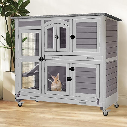 Two-Story Rabbit Hutch 44” L x 20” W x 41.5” H